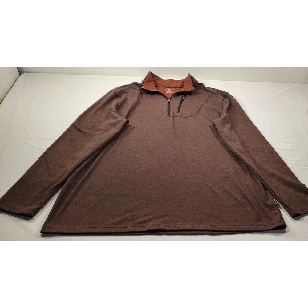 Swiss Tech Pullover Men's 2XL Brown‎ Long Sleeve 1/4 Zip Knit Shirt Sweater